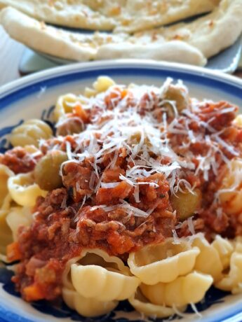 Lamb and olive pasta