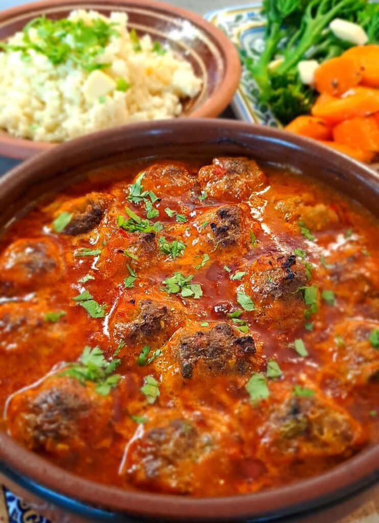 Moroccan meatballs, couscous and vegetable